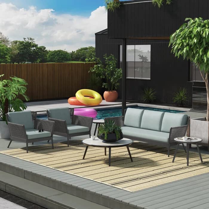 LOCCUS 5 Seater Sofa Outdoor Indoor Conversation Patio Garden Rope Furniture Set