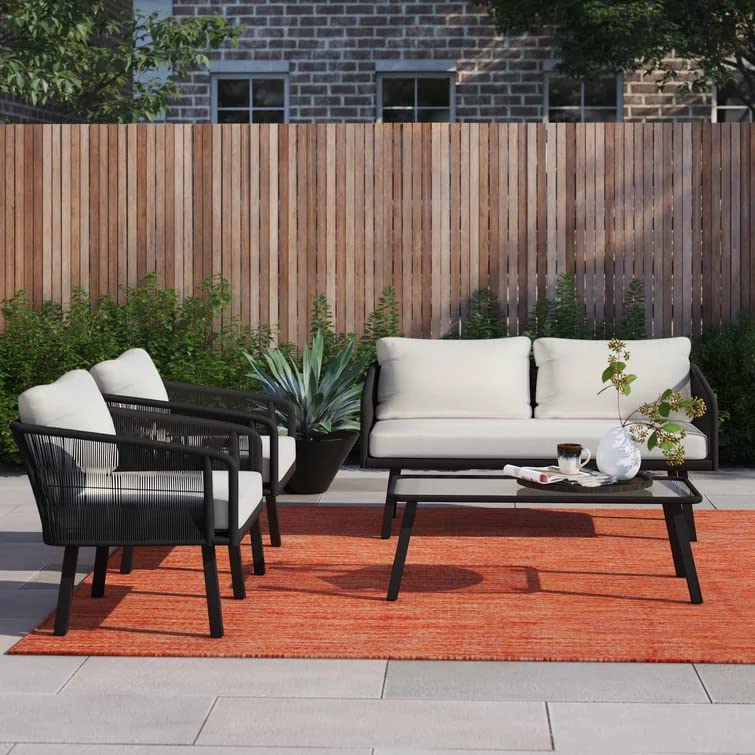 LOCCUS 4 Seater Sofa Outdoor Indoor Conversation Patio Garden Rope Furniture Set