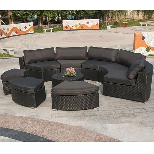 LOCCUS Outdoor Patio Sofa Furniture Sets, Half-Moon Sectional sofa set.