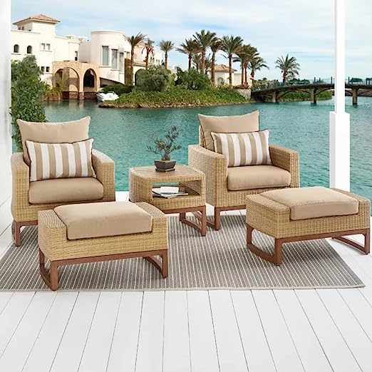 LOCCUS 5 Piece Patio Conversation Set, All Weather Weather Sectional Patio Sofa