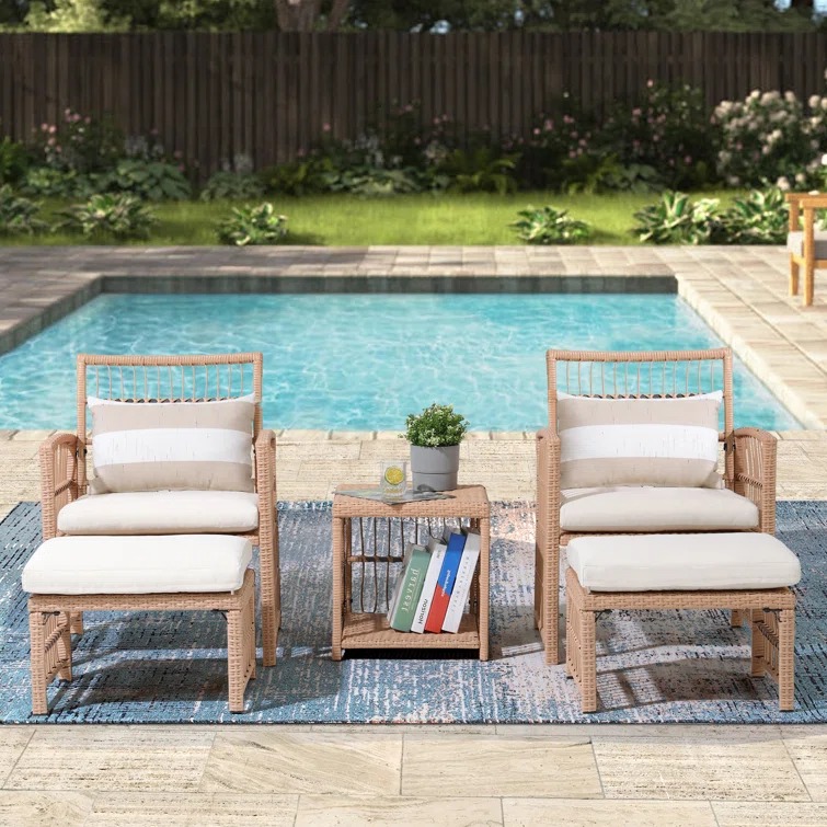 LOCCUS 5 Pieces Wicker Patio Furniture Set For Outdoor Garden