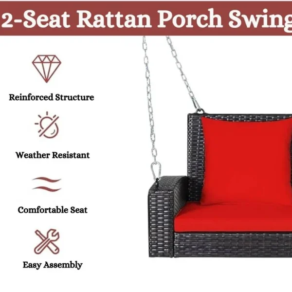 Double Seater Hanging Swing for Balcony & Garden – Dark Brown (Without Stand)