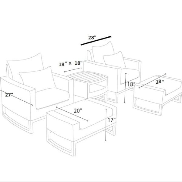 5-piece outdoor wicker patio sofa set with matching ottomans, perfect for conversation areas.