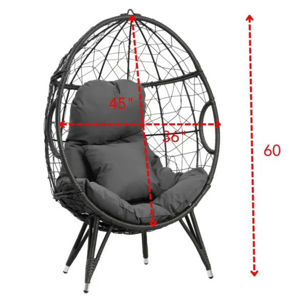 Single seater swing basket in black and grey, ideal for balcony and garden relaxation.