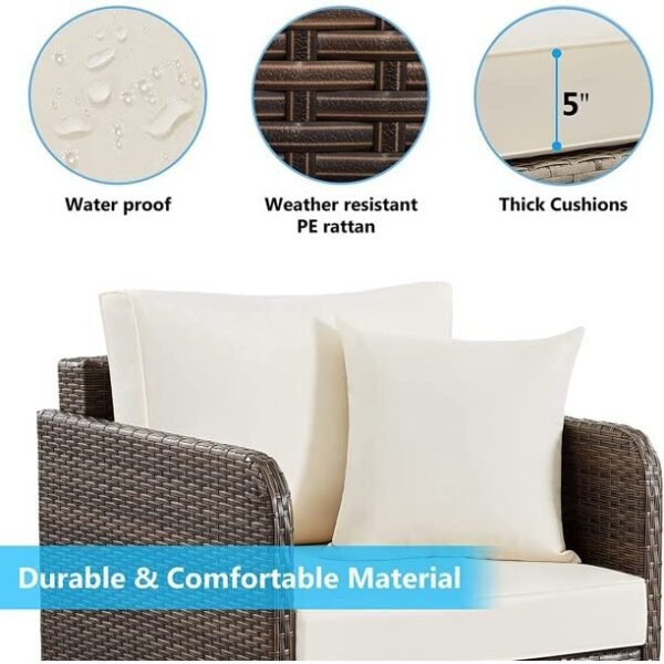 Modern outdoor patio set with stylish seating and center table, perfect for garden or balcony.