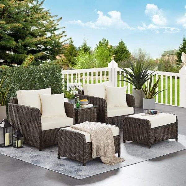 5 piece all-weather wicker patio sectional set with manual weaving in neutral tones, ideal for front porch or outdoor spaces. ✅ Caption: Create the perfect outdoor retreat with this 5 piece all-weather wicker patio sectional — stylish, durable, and built to last. ✅ Description (SEO-friendly, ~150 words): Transform your outdoor space with this 5 Piece Wicker Patio Furniture Set, expertly crafted with HDPE rattan and manual weaving for a sophisticated look. Designed for all-weather use, this set is perfect for front porches, patios, or garden lounging areas. The sectional layout offers flexible seating arrangements, making it ideal for entertaining guests or relaxing with family. The durable, weather-resistant construction ensures long-lasting comfort and style, while the neutral tones complement any outdoor décor. Lightweight yet sturdy, this conversation set is easy to move and maintain, offering both practicality and elegance. Whether you’re enjoying morning coffee or hosting an evening gathering, this set brings modern charm and outdoor functionality to your home. ✅ Meta Description (under 160 characters): Shop the 5 piece all-weather wicker patio sectional set with HDPE rattan and manual weaving. Perfect for front porches and outdoor spaces. Let me know if you want a version tailored for social media ads or longer-form content!