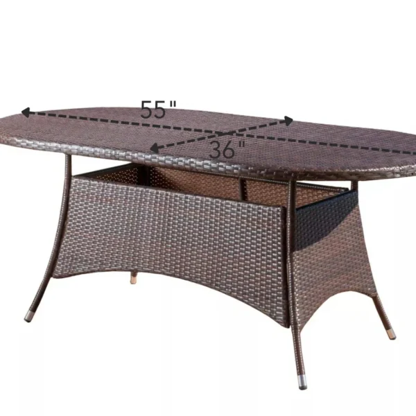 Round outdoor coffee table in dark brown finish, perfect for patio, garden, or balcony settings.