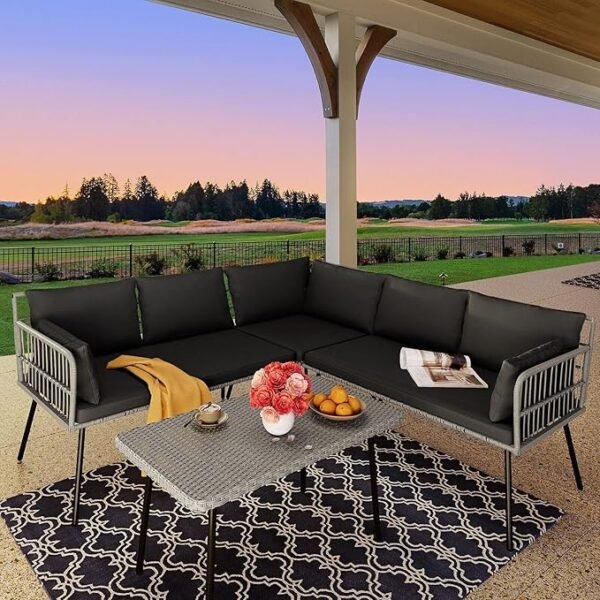 6-Seater Outdoor Patio Set with Center Table – Stylish & Comfortable
