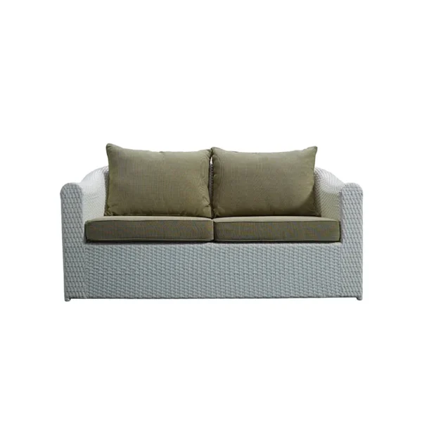 Rattan wicker outdoor sofa set with matching table, perfect for garden or patio seating