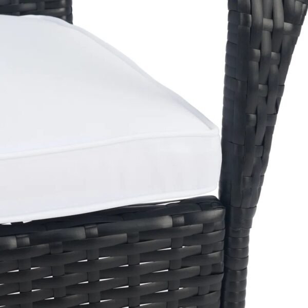4-person round outdoor dining set with black frame and off-white chairs, perfect for patio or garden