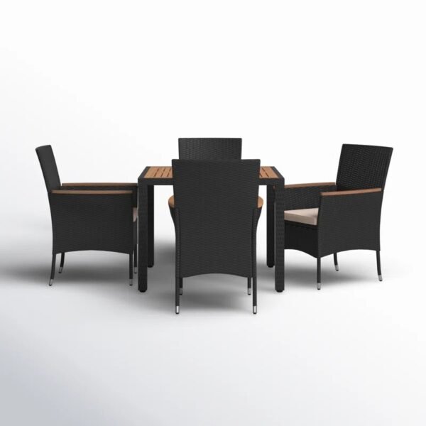 4-person square outdoor dining set with comfortable cushions on a patio
