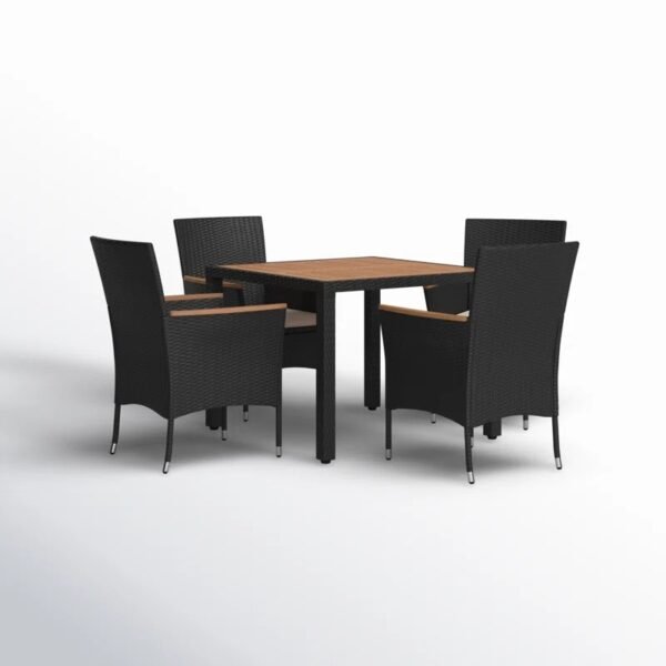 4-person square outdoor dining set with comfortable cushions on a patio