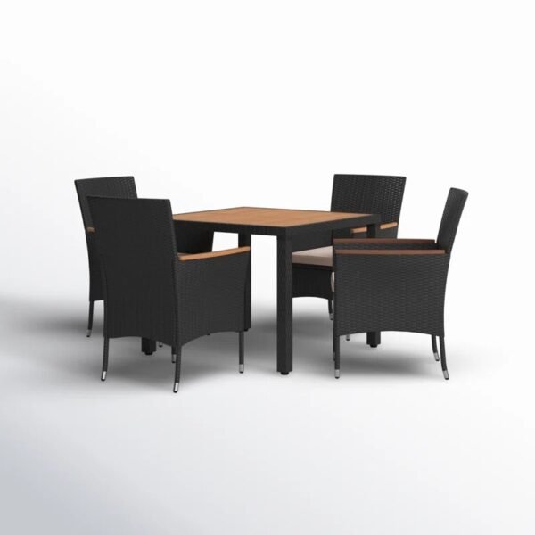 4-person square outdoor dining set with comfortable cushions on a patio
