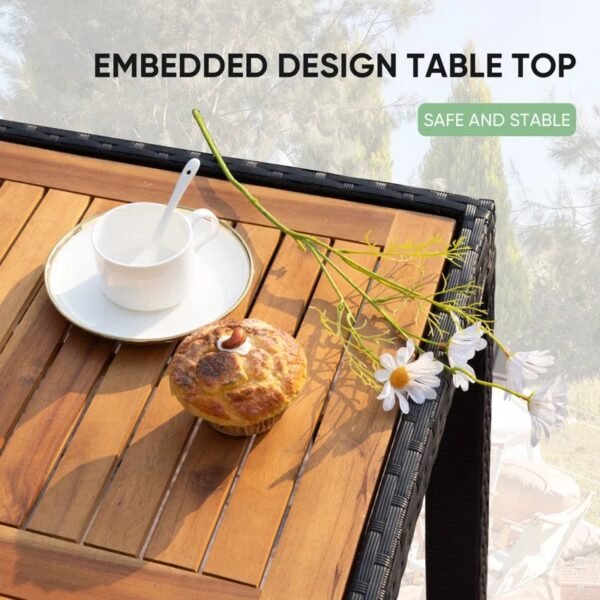 4-person square outdoor dining set with comfortable cushions on a patio
