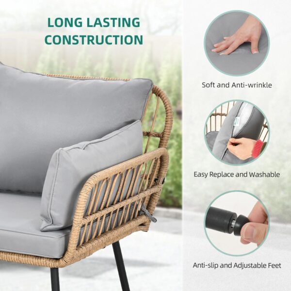 Double seater rope sofa set in grey with modern outdoor design