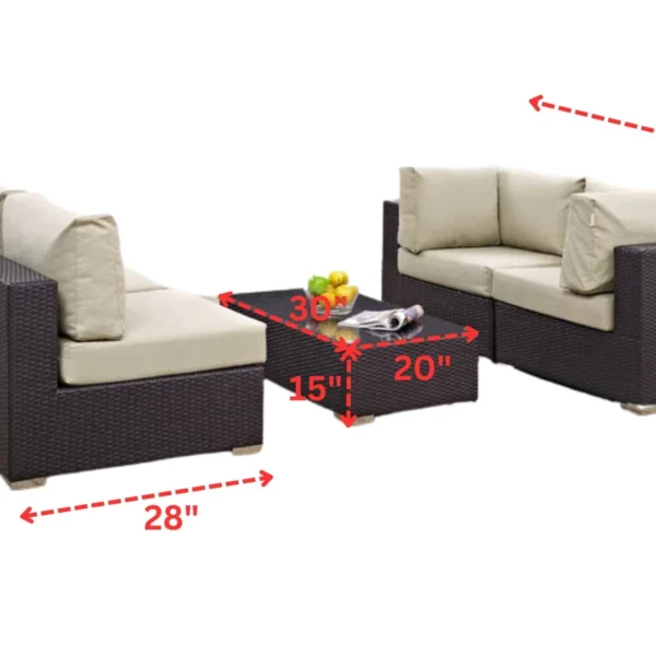 "4 pcs waterproof patio wicker furniture set with cushioned seats and glass-top table for outdoor spaces