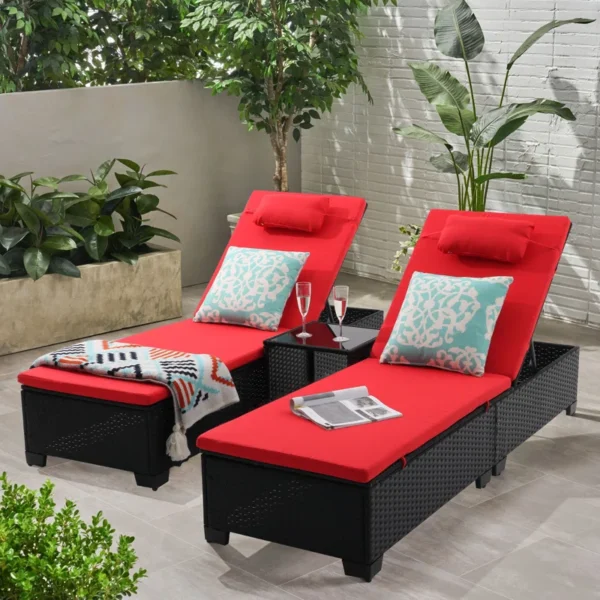 Modern outdoor poolside loungers with adjustable reclining seats, weather-resistant cushions, and stylish design for ultimate comfort.