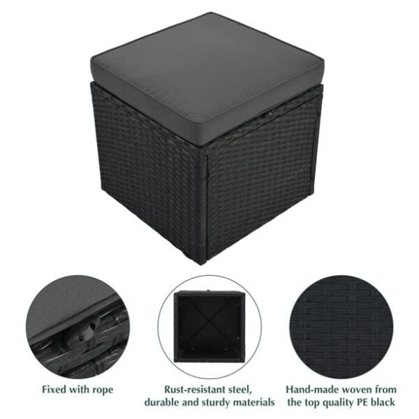 “Outdoor rattan wicker patio sofa set with cushions and round center table for garden, balcony, or backyard seating”