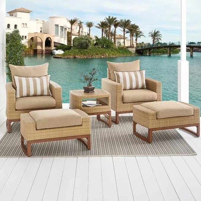 Luxury Rattan Wicker Patio Sofa Set – Outdoor Garden Furniture with Cushions