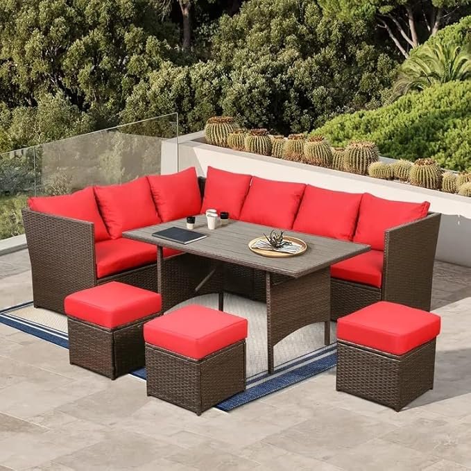 Outdoor Rattan Wicker 9 Seater Patio Sofa Set with Center Table – All-Weather Garden Furniture