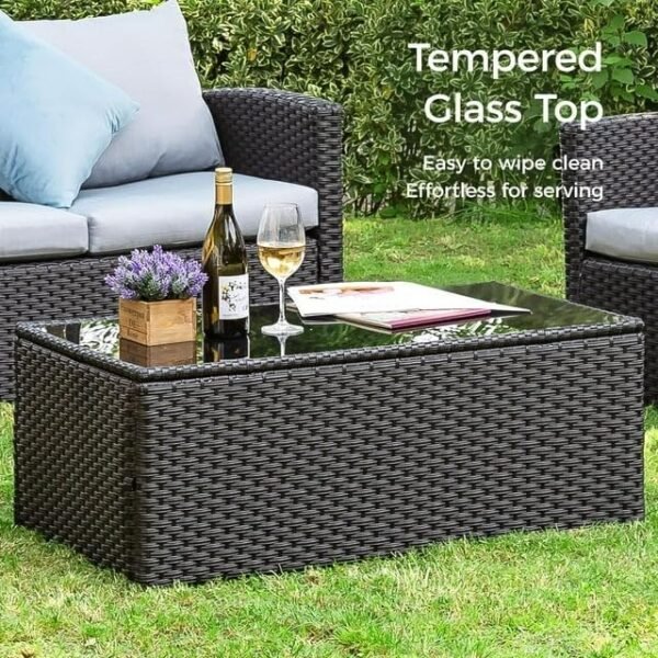 Luxury Outdoor Rattan Wicker Patio Sofa Set with Coffee Table – Weatherproof Garden Furniture