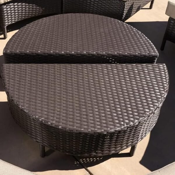 LOCCUS Oval Shape Outdoor Patio HDPE Rattan Wicker Furniture Sectional Set for Garden, Backyard (Dark Brown and Light Cream) - Image 3