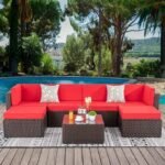 "Outdoor sectional patio furniture set made with durable HDPE wicker and cushioned seating for garden or backyard"
