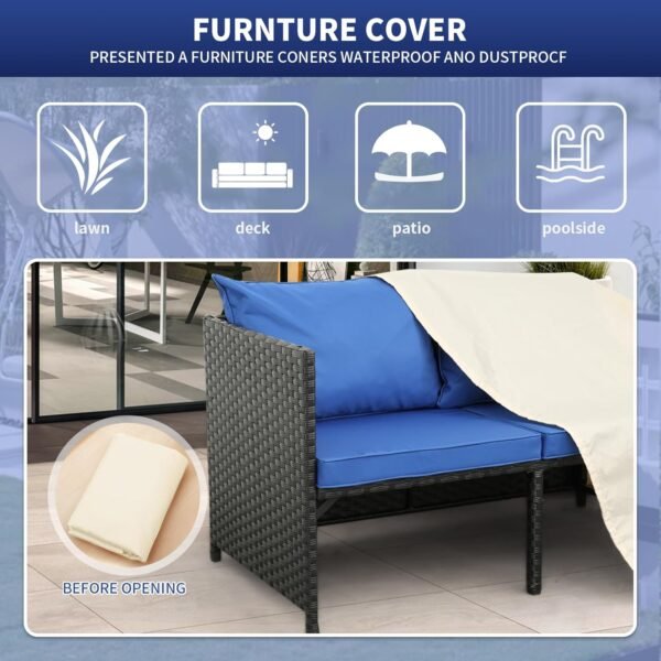 3 pcs all-weather outdoor conversational sofa set with cushioned seating for patio, garden, or poolside use"