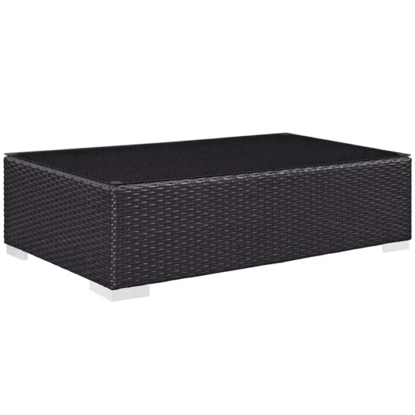 "4 pcs waterproof patio wicker furniture set with cushioned seats and glass-top table for outdoor spaces