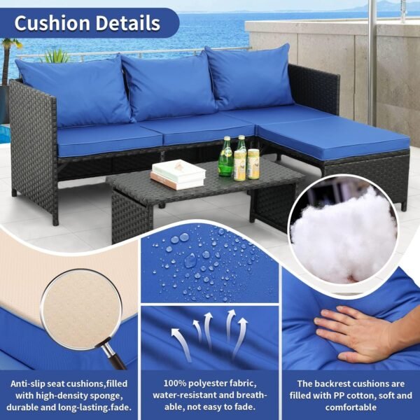 3 pcs all-weather outdoor conversational sofa set with cushioned seating for patio, garden, or poolside use"