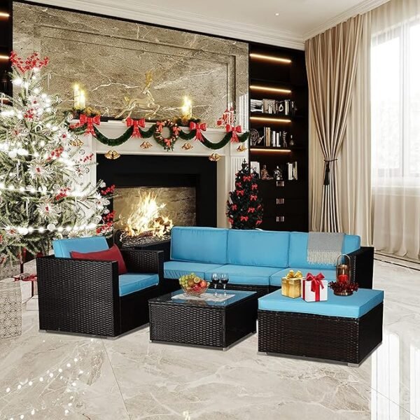 4-piece waterproof outdoor sectional sofa set with plush cushions, weather-resistant wicker frame, perfect for patio and garden relaxation."