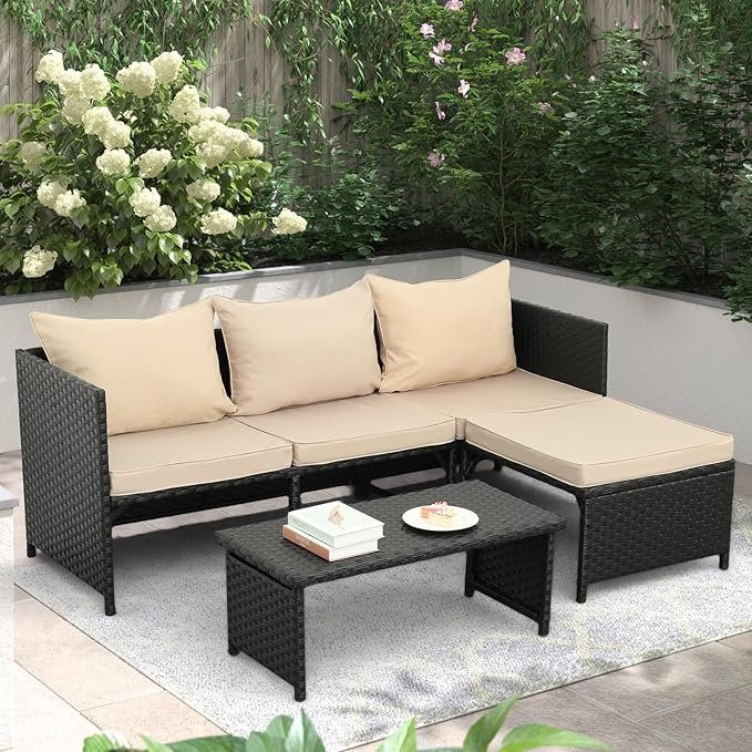 "3-piece all-weather outdoor furniture set with durable chairs and a matching table, perfect for patio, garden, or balcony."