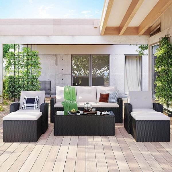 Premium Outdoor Rattan Wicker Patio Sofa Set with Center Table – Durable Garden Furniture