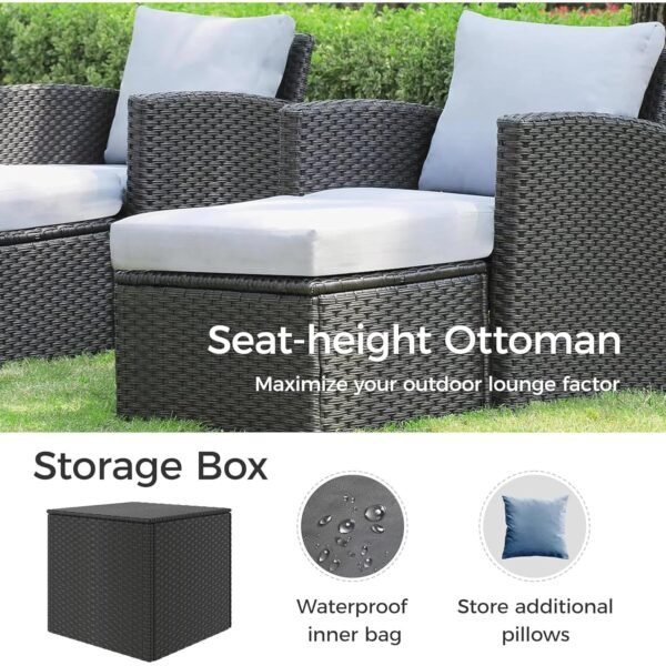 Luxury Outdoor Rattan Wicker Patio Sofa Set with Coffee Table – Weatherproof Garden Furniture