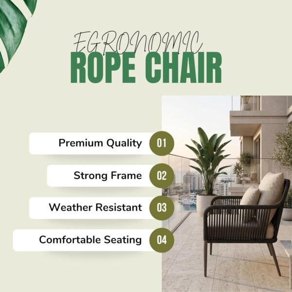 4 Seater Sofa Outdoor Conversation Patio Garden Rope Furniture Set. - Image 8
