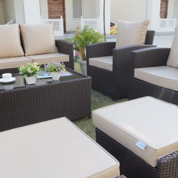 9-Seater Outdoor Rattan Wicker Sofa Set with Cushions and Ottoman for Patio or Garden