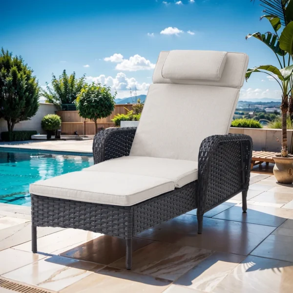 Outdoor Poolside Loungers – Adjustable Reclining Chairs with Weather-Resistant Cushions