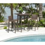 Outdoor patio bar set with two chairs and one table, perfect for relaxing and enter