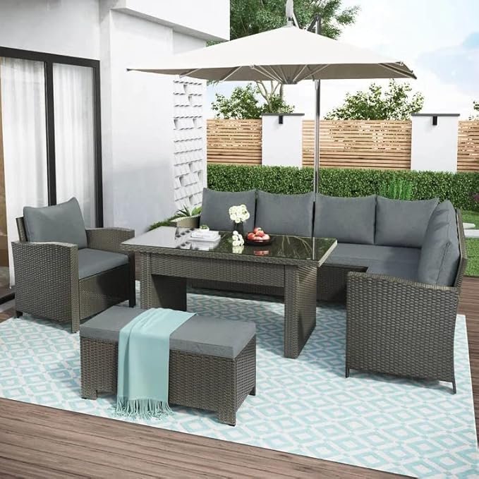 Elevate your outdoor space with our stylish and durable rattan wicker sofa set – perfect for lounging and entertaining.