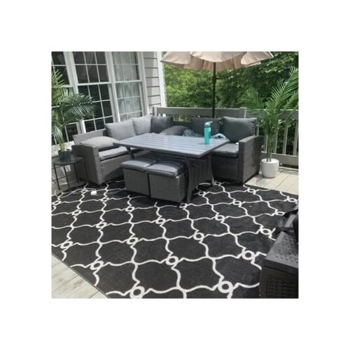 "Modern 5-piece rope patio sofa set with cushions, perfect outdoor furniture for garden, terrace, or backyard"