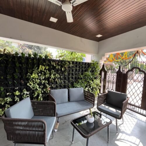 Modern outdoor rope sofa set with weather-resistant cushions for patio and garden seating"