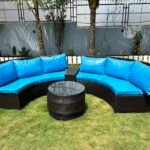 Luxury half moon sofa set in modern living room – stylish curved sectional seating”