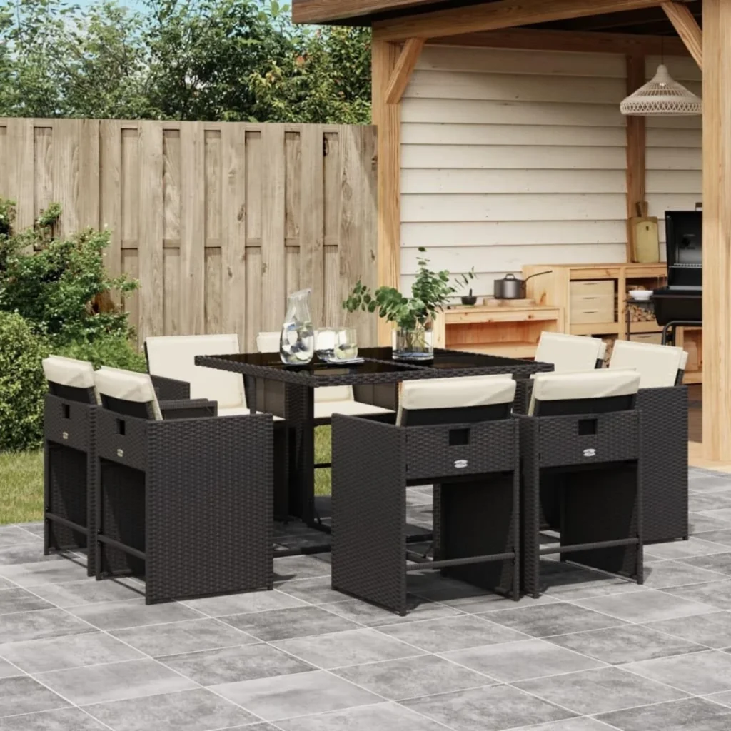 7-Piece Outdoor Wicker Dining Set with Double Tone Armchairs for Patio or Garden