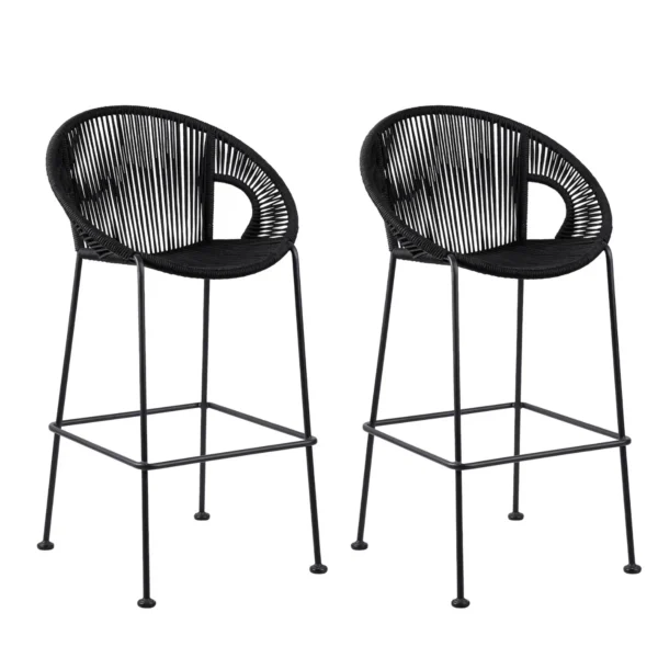 2-Piece Outdoor Rope Bar Chairs with modern design and durable construction for stylish patio seating.