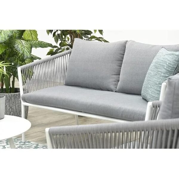 LOCCUS Patio Furniture Set, 4 Pieces Porch Backyard Garden Outdoor Furniture Rope Sofa Set and Table Conversation Set - Image 4