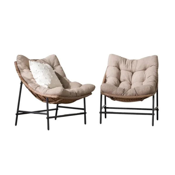 3 Piece Garden Outdoor Patio Furniture Set with cushioned chairs and coffee table
