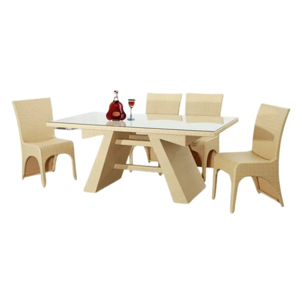 5-piece outdoor patio dining set with rattan chairs and rectangular table for garden or backyard