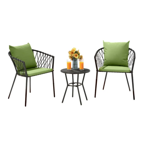 Outdoor 3-piece patio set with rope detailing and plush cushions