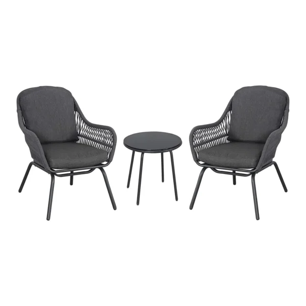3 Piece Outdoor Rope Patio Set with chairs and table for patio, balcony, or garden