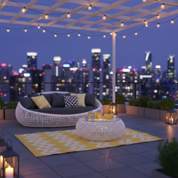White Outdoor Rattan Wicker Daybed Set with Glass Table